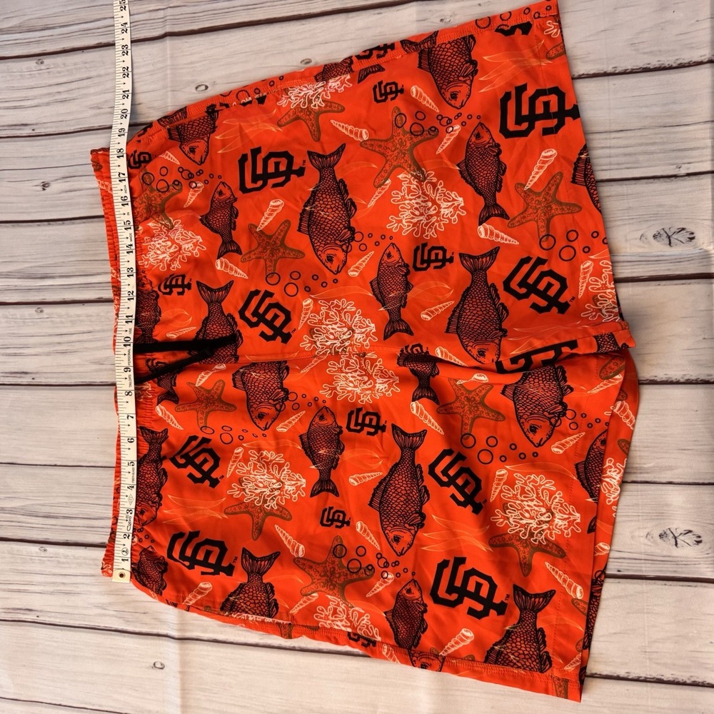 San Francisco Giants Board Shorts Men's Lined Size 2XL Orange Fish Tropical - Picture 3 of 6